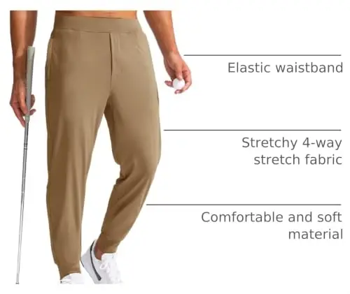G Gradual Men's Golf Joggers Pants with Zipper Pockets Stretch Sweatpants | 3 Pockets, Slim Fit, Flat Elastic Waistband, Workout Athletic Running Pants for Men - 4