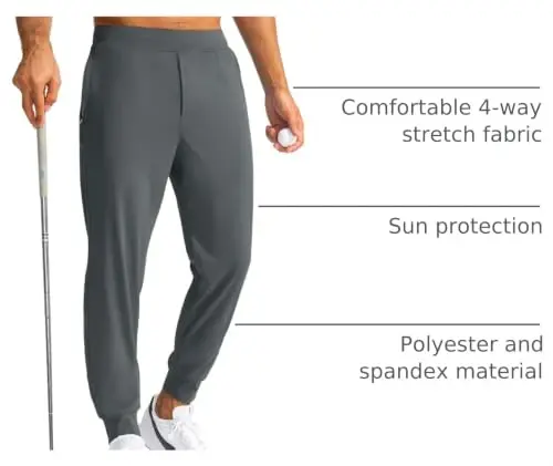 G Gradual Men's Golf Joggers Pants with Zipper Pockets Stretch Sweatpants | 3 Pockets, Slim Fit, Flat Elastic Waistband, Workout Athletic Running Pants for Men - 4