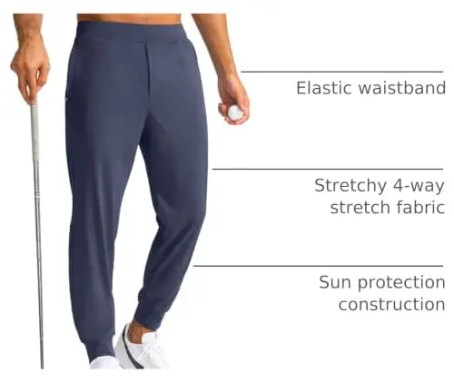 G Gradual Men's Golf Joggers Pants with Zipper Pockets Stretch Sweatpants | 3 Pockets, Slim Fit, Flat Elastic Waistband, Workout Athletic Running Pants for Men - 4