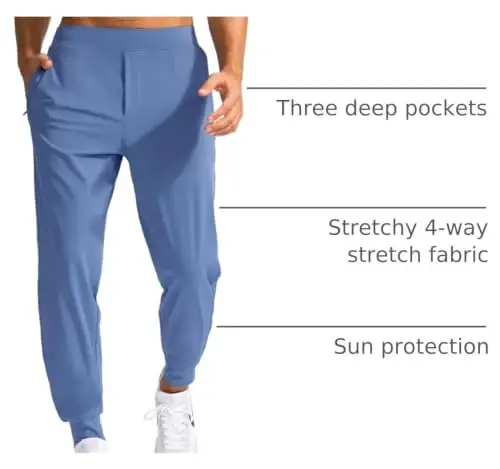 G Gradual Men's Golf Joggers Pants with Zipper Pockets Stretch Sweatpants | 3 Pockets, Slim Fit, Flat Elastic Waistband, Workout Athletic Running Pants for Men - 4