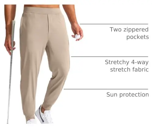 G Gradual Men's Golf Joggers Pants with Zipper Pockets Stretch Sweatpants | 3 Pockets, Slim Fit, Flat Elastic Waistband, Workout Athletic Running Pants for Men - 4
