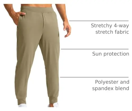 G Gradual Men's Golf Joggers Pants with Zipper Pockets Stretch Sweatpants | 3 Pockets, Slim Fit, Flat Elastic Waistband, Workout Athletic Running Pants for Men - 4