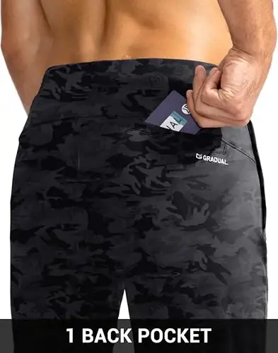 G Gradual Men's Golf Joggers Shim fermuar cho'ntaklar bilan Stretch sport shimlari Slim Fit Track Shimlar Erkaklar uchun Ish Yugurish - 6
