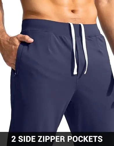 G Gradual Men's Golf Joggers Shim Fermuar cho'ntaklari bilan Stretch Sport shim Slim Fit Track Shim erkaklar uchun ish yugurish - 5
