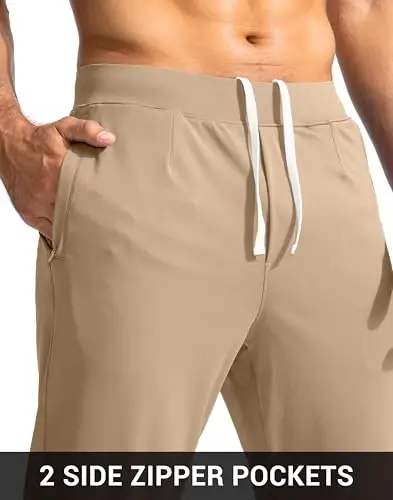 G Gradual Men's Golf Joggers Shim Zip cho'ntaklar Elastik Sport shim Slim Fit Track Shim erkaklar uchun ishlaydi - 5