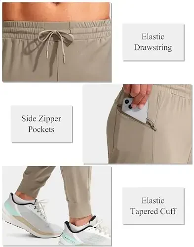 G Gradual Men's Joggers Shim Zip cho'ntaklar bilan erkaklar uchun Stretch Athletic sport shimlar Workout Jogging Running - 4