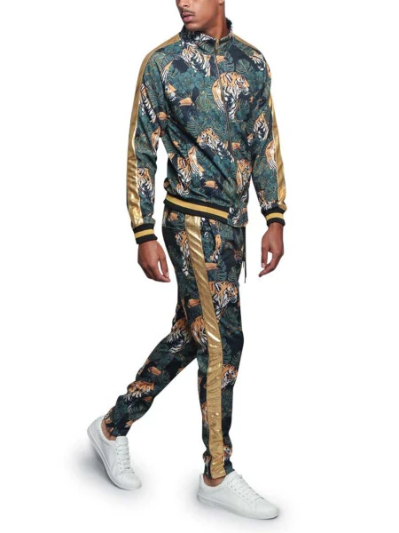 G-Style USA Men's Royal Floral Tiger Track Suit Set, Up to 5X- - Modazone