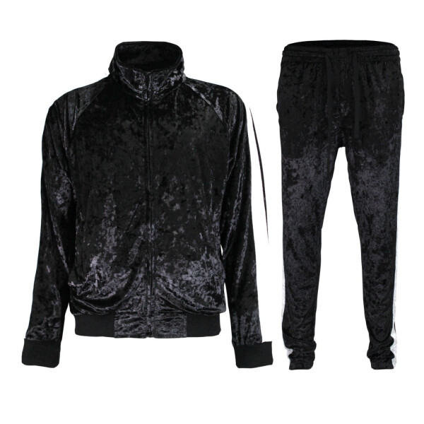 G-Style USA Men's Velvet Velour Tracksuit Set, Zipper Jacket and Sweatpants, Up to 5X - G-STYLE USA