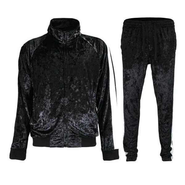 G-Style USA Men's Velvet Velour Tracksuit Set, Zipper Jacket and Sweatpants, Up to 5X - 1