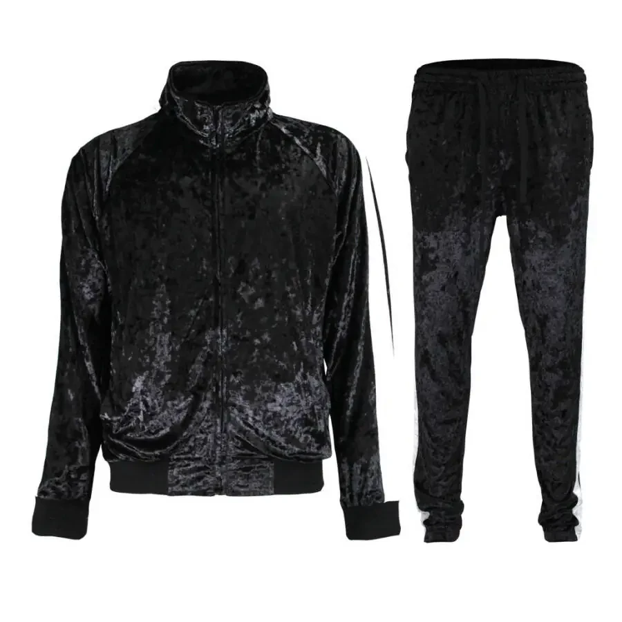 G-Style USA Men's Velvet Velour Tracksuit Set, Zipper Jacket and Sweatpants, Up to 5X - 1