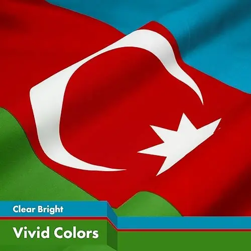 G128 Azerbaijan Azerbaijanis Azeris Flag | 3x5 Ft | LiteWeave Pro Series Printed 150D Polyester | Country Flag, Vibrant Colors, Brass Grommets, Thicker and More Durable Than 100D 75D Polyester - 3