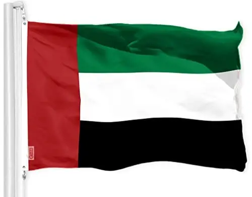 G128 United Arab Emirates Emirati Flag | 3x5 feet | Printed 150D - Indoor/Outdoor, Vibrant Colors, Brass Grommets, Quality Polyester, Much Thicker More Durable Than 100D 75D Polyester - 1