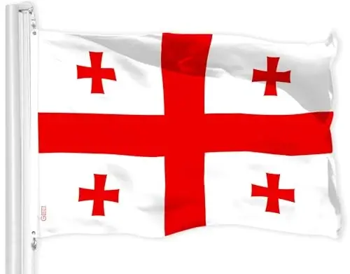 G128 Georgia Georgian Flag | 3x5 Ft | LiteWeave Pro Series Printed 150D Polyester | Country Flag, Indoor/Outdoor, Vibrant Colors, Brass Grommets - 1