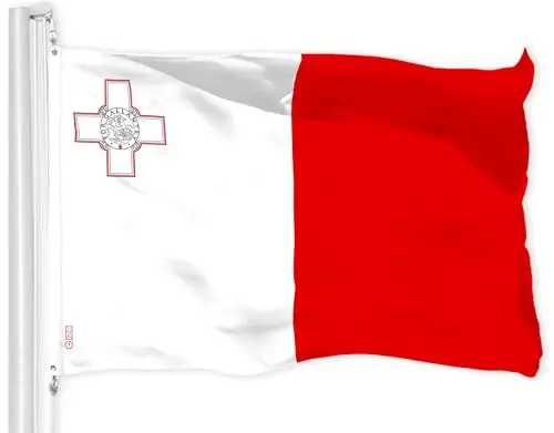 G128 Malta Malta bayrog'i | 3x5 Ft | LiteWeave Pro Series bosma 150D polyester | Mamlakat bayrog'i, ichki/tashqi, yorqin ranglar, guruch grommetlari, 100D 75D polyesterdan qalinroq va bardoshliroq - G128