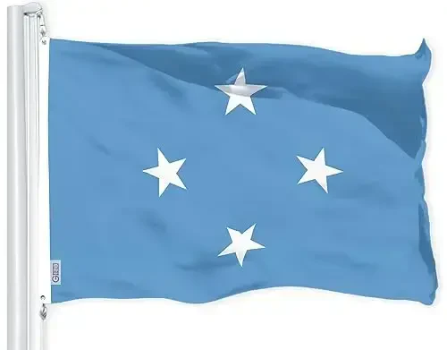 G128 Micronesia Micronesian Flag | 3x5 Ft | LiteWeave Pro Series Printed 150D Polyester | Country Flag, Indoor/Outdoor, Vibrant Colors, Brass Grommets, Thicker and More Durable Than 100D 75D Polyester - 1