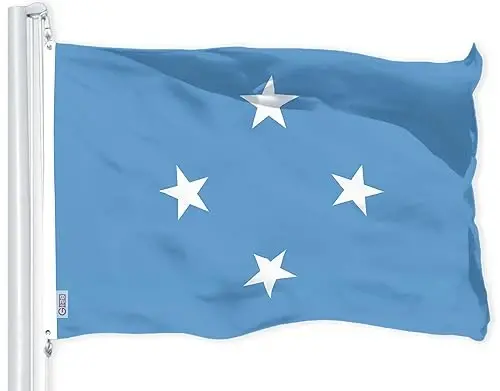 G128 Micronesia Micronesian Flag | 3x5 Ft | LiteWeave Pro Series Printed 150D Polyester | Country Flag, Indoor/Outdoor, Vibrant Colors, Brass Grommets, Thicker and More Durable Than 100D 75D Polyester 
