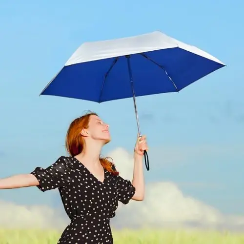 G4Free 42 Inch UPF 50+ Travel Folding Umbrella for Sun with Wooden Handle | Silver Coating, UV Blocking, Lightweight, Compact, Portable, Folding Umbrellas, Waterproof, Auto Open Close, Blue - G4Free (1)