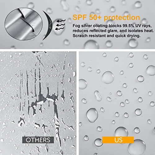 G4Free UPF 50+ 52 dyuymli UV himoya qiluvchi soyabon, avtomatik ochiladigan ilgak tutqichli J tayoqcha golf soyabonlari yomg'ir, quyosh va shamol himoyasi uchun (kumush/qora) - 4