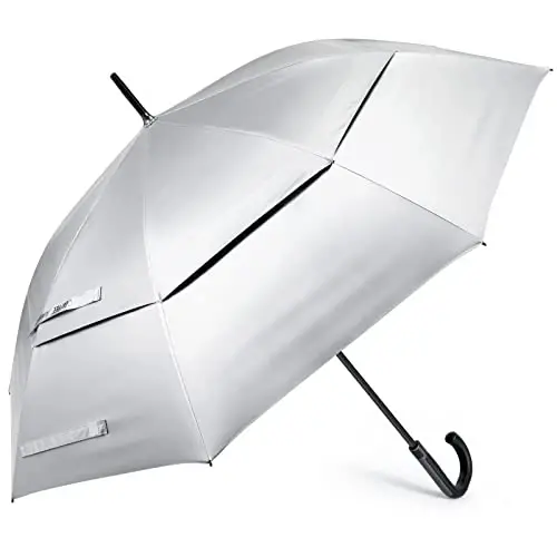 G4Free UPF 50+ 52 Inch UV Protection Umbrella, Automatic Open Hook Handle J Stick Golf Umbrellas for Rain, Sun & Wind Protection 
