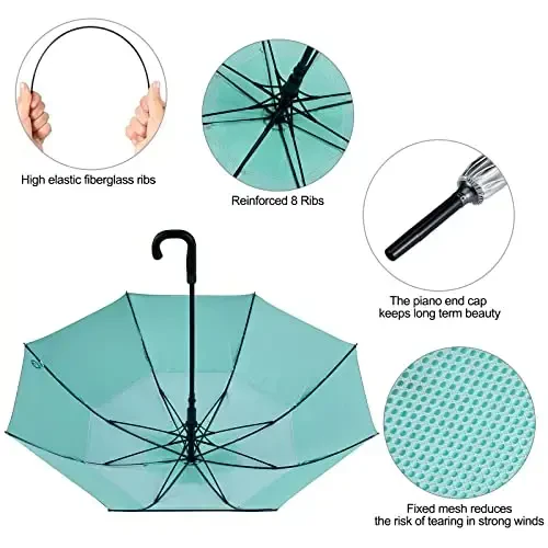 G4Free UPF 50+ 52 Inch UV Protection Umbrella, Automatic Open Hook Handle J Stick Golf Umbrellas for Rain, Sun & Wind Protection - 3