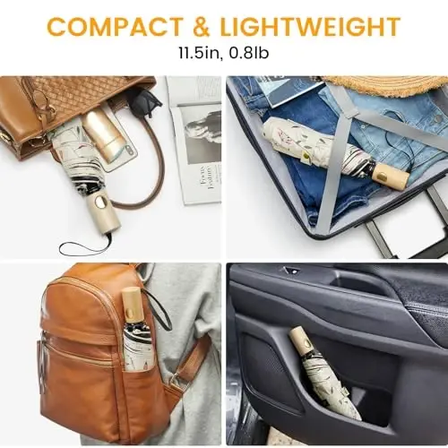 G4Free UPF 50+ UV Himoya Sayohat Soyaboni 42 Dyum Yengil Quyosh Yomg'ir Yig'ma Soyabonlar Avtomatik Ochilish Yopilishi (Gul) - G4FREE (1)