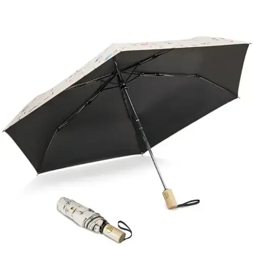 G4Free UPF 50+ UV Protection Travel Umbrella 42 Inch Lightweight Sun Rain Folding Umbrellas Auto Open Close (Flower) - G4FREE