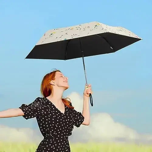 G4Free UPF 50+ UV Protection Travel Umbrella 42 Inch Lightweight Sun Rain Folding Umbrellas Auto Open Close (Flower) - 6