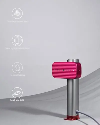 G5 Pro Travel Steamer For Clothes, 110-240V Portable Handheld Irons-15S Fast Heat Up, Auto Shut-Off Rotating Head With Big Iron Panel, 100Ml Tank Self-Standing For Global Travel(Silver-gray pink) - 3