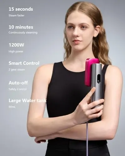 G5 Pro Smart Handheld Steamer for Clothes – Global Voltage Adaptation(100-240V), 1200W Palm-Sized & Lightweight (1lb), Dual Steam Modes, Auto Shut-Off for Travel & Home(Sliver Grey) - 2