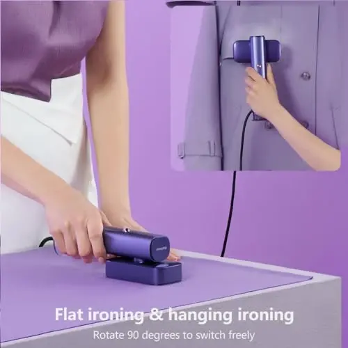 G5 Steam 2-in-1 Professional qo'lda ishlaydigan bug'latgich kiyimlar uchun, dazmol, atigi 1 funt yengil, 10 daqiqa uzluksiz bug', 1200W yengil dazmol sayohat va uy uchun (Binafsha) - 4