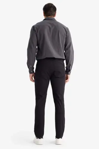 Yazlık Gabardin Chino Kanvas Pantolon Slim Fit Dar Kesim Dar Paça Cepli-Siyah - 7