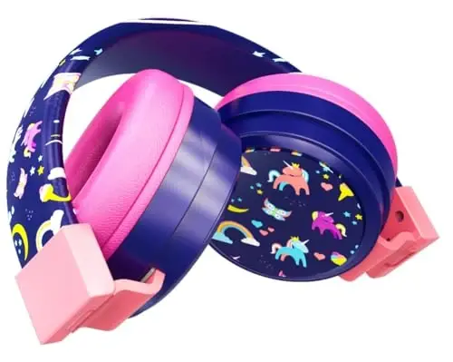 Gabba Goods Kids Safe Sound Adjustable, Foldable 3.5mm Wired Over Ear Headphones with Printed Design - 3