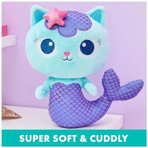 Gabby's Dollhouse, Purr-ific Plush Toys 2-Pack with Cakey Cat and Mercat, Kids Toys for Ages 3 and up - 2