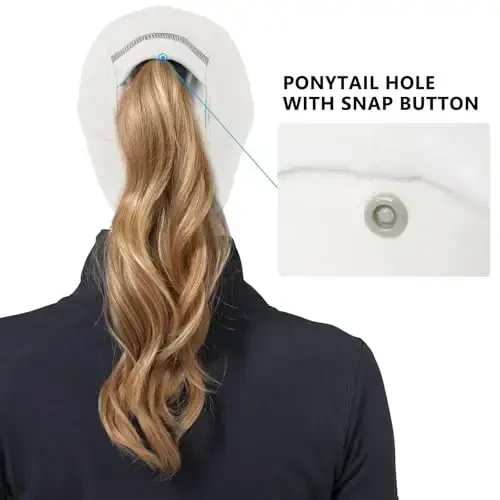 GADIEMKENSD Ayollar qishki aks ettiruvchi jun ponytail shapkasi, tushiriladigan quloq isitgichi bilan - 4