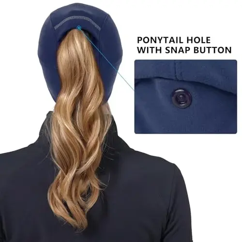 GADIEMKENSD Ayollar uchun qishki aks ettiruvchi jun ponytail shapkasi, pastga tushadigan quloq isitgichi bilan - 4