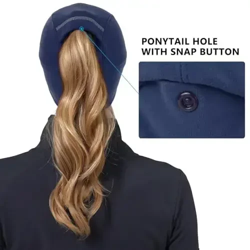 GADIEMKENSD Ayollar uchun qishki aks ettiruvchi jun ponytail shapkasi, pastga tushadigan quloq isitgichi bilan - 4