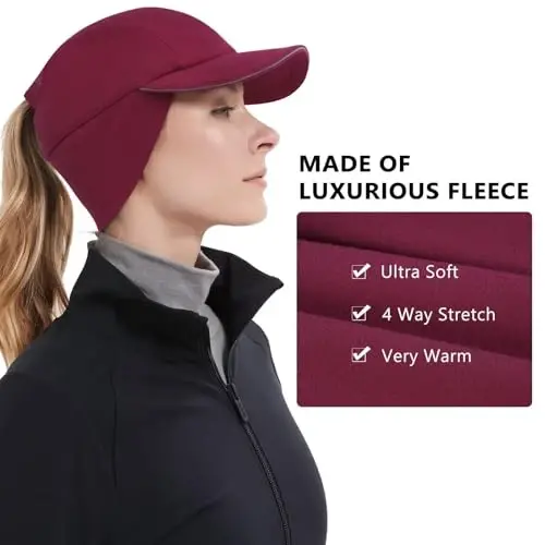 GADIEMKENSD Women's Winter Reflective Fleece Ponytail Hat with Drop Down Ear Warmer - GADIEMKENSD (1)