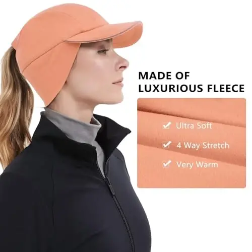 GADIEMKENSD Women's Winter Reflective Fleece Ponytail Hat with Drop Down Ear Warmer - 2