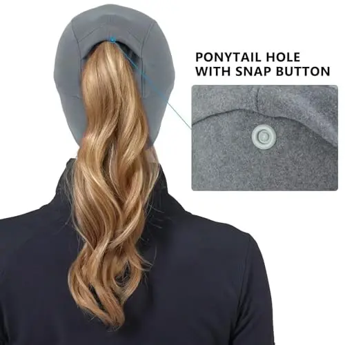 GADIEMKENSD Women's Winter Reflective Fleece Ponytail Hat with Drop Down Ear Warmer - 4