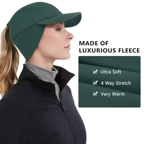 GADIEMKENSD Women's Winter Reflective Fleece Ponytail Hat with Drop Down Ear Warmer - GADIEMKENSD (1)