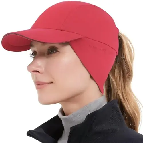 GADIEMKENSD Women's Winter Reflective Fleece Ponytail Hat with Drop Down Ear Warmer - 1