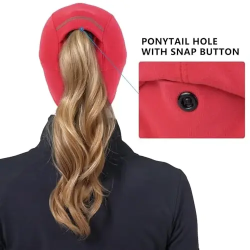 GADIEMKENSD Women's Winter Reflective Fleece Ponytail Hat with Drop Down Ear Warmer - 4