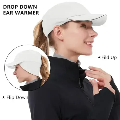 GADIEMKENSD Women's Winter Reflective Fleece Ponytail Hat with Drop Down Ear Warmer - 3