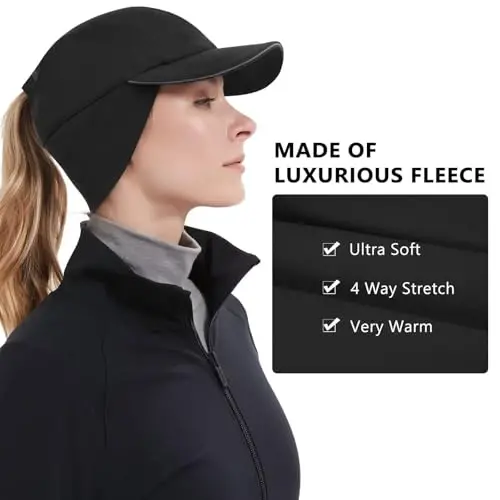 GADIEMKENSD Women's Winter Reflective Fleece Ponytail Hat with Drop Down Ear Warmer - GADIEMKENSD (1)
