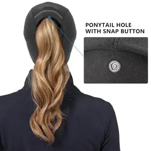 GADIEMKENSD Women's Winter Reflective Fleece Ponytail Hat with Drop Down Ear Warmer - 4