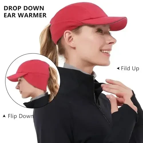 GADIEMKENSD Women's Winter Reflective Fleece Ponytail Hat with Drop Down Ear Warmer - 3