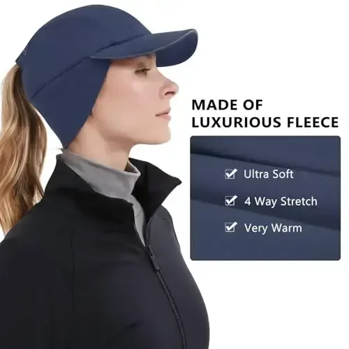GADIEMKENSD Women's Winter Reflective Fleece Ponytail Hat with Drop Down Ear Warmer - 2