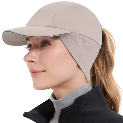 GADIEMKENSD Women's Winter Reflective Fleece Ponytail Hat with Drop Down Ear Warmer - GADIEMKENSD