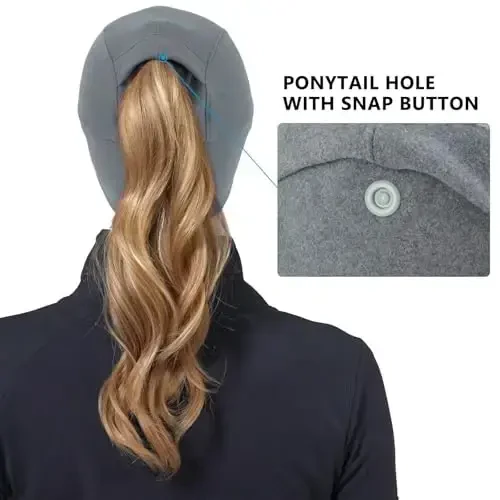 GADIEMKENSD Women's Winter Reflective Fleece Ponytail Hat with Drop Down Ear Warmer - 4