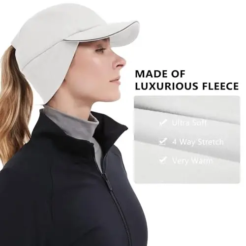 GADIEMKENSD Women's Winter Reflective Fleece Ponytail Hat with Drop Down Ear Warmer - GADIEMKENSD (1)
